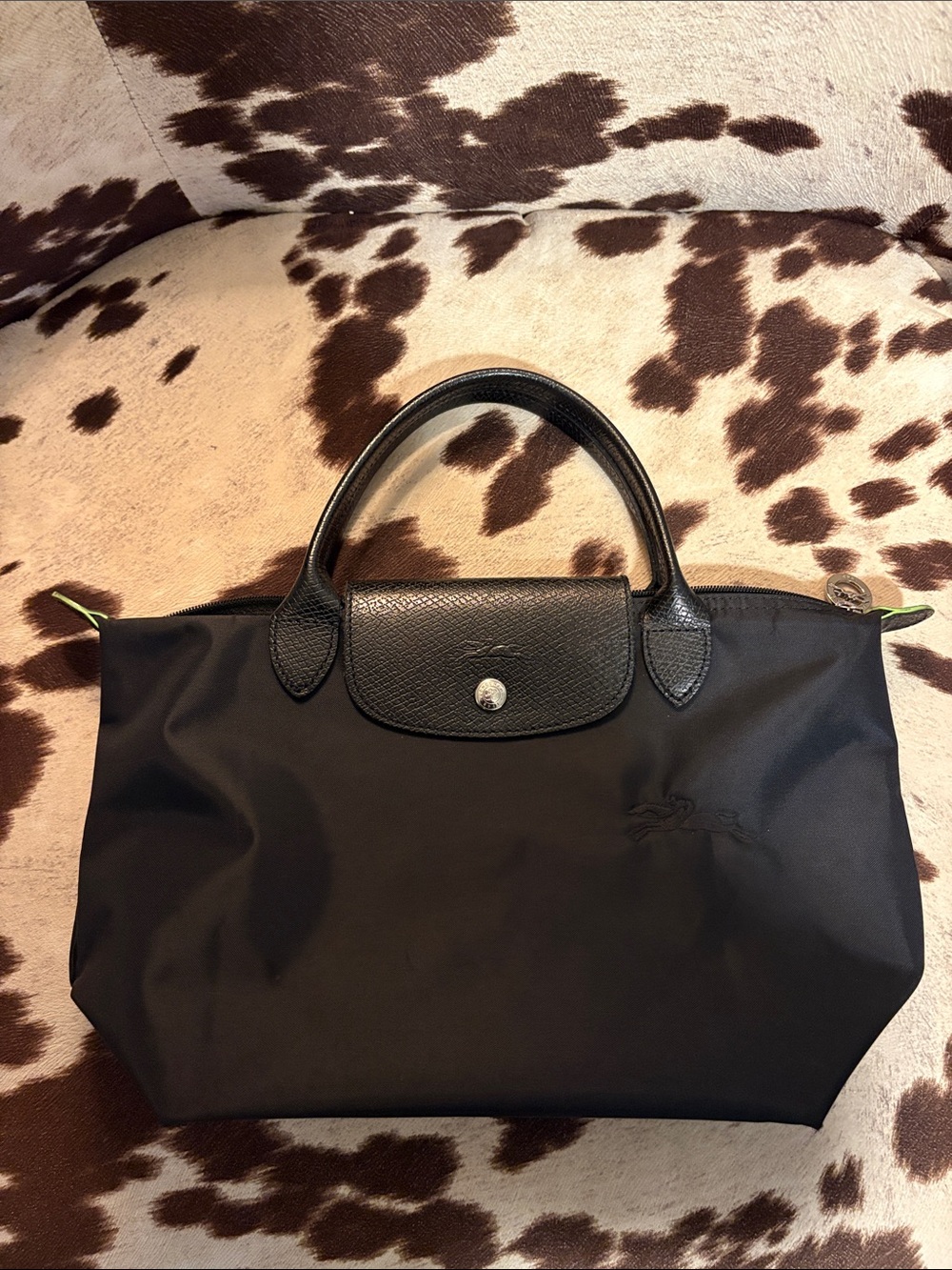 Longchamp Black Nylon Small Top-Handle Tote